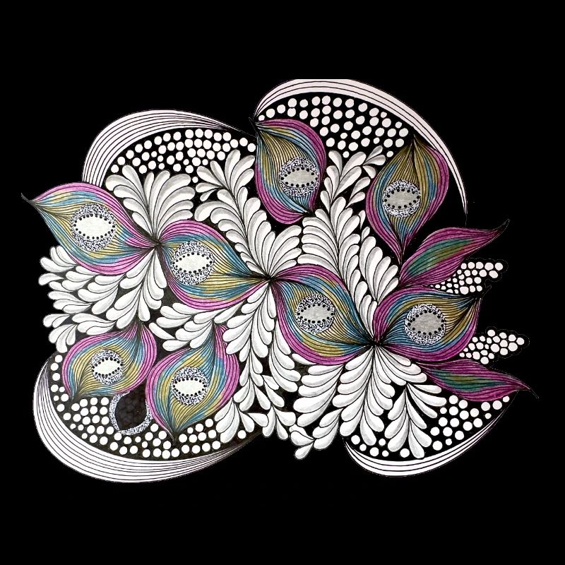 Peacock Feather Doodle Pattern