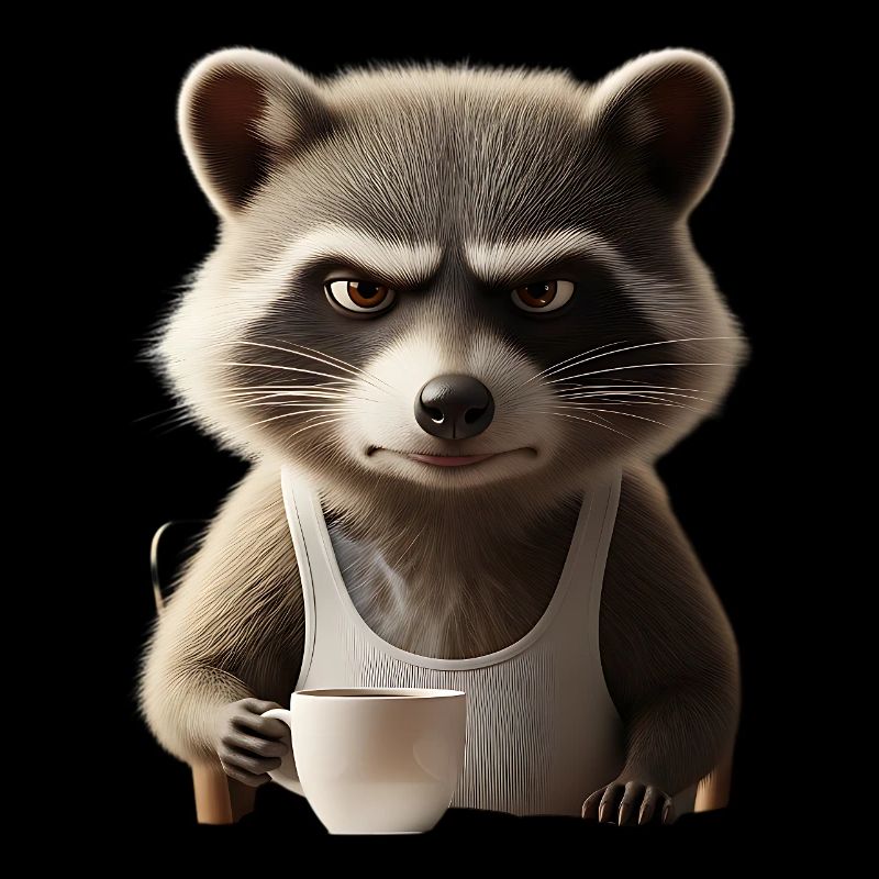 Grumpy Waschbär mit Kaffee – Morgenmuffel Design