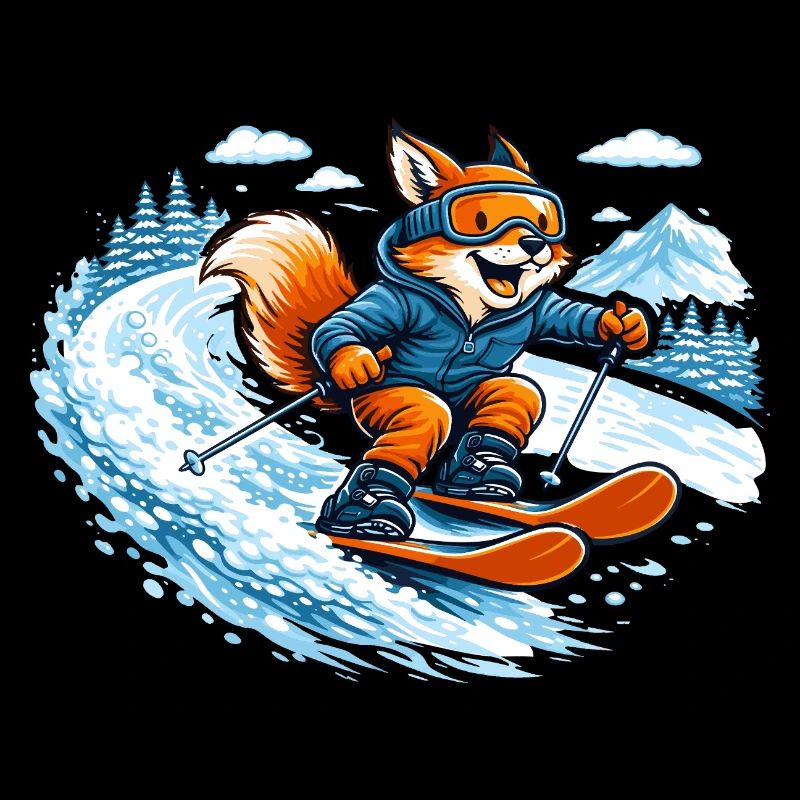 Funny Ski Fox – Motif comique d’hiver