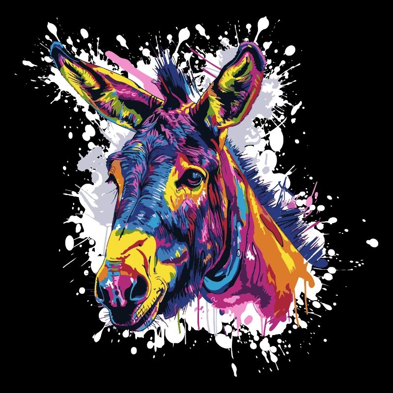 Rainbow Donkey Pop Art Portrait