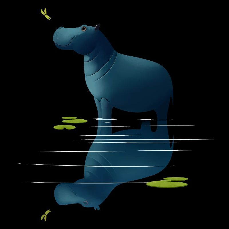 Hippopotamus and dragonfly