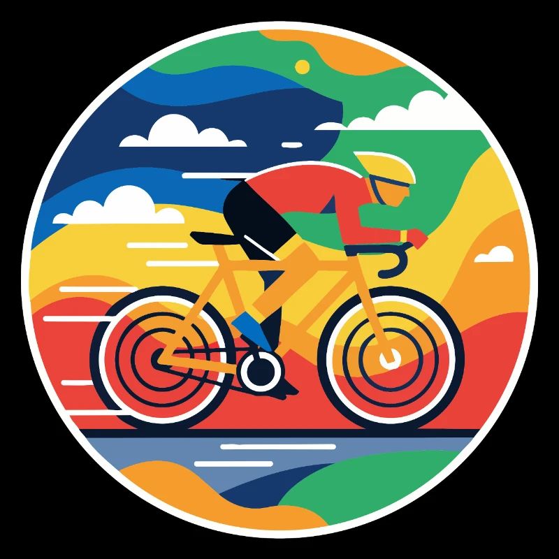 Image circulaire colorée de cycliste