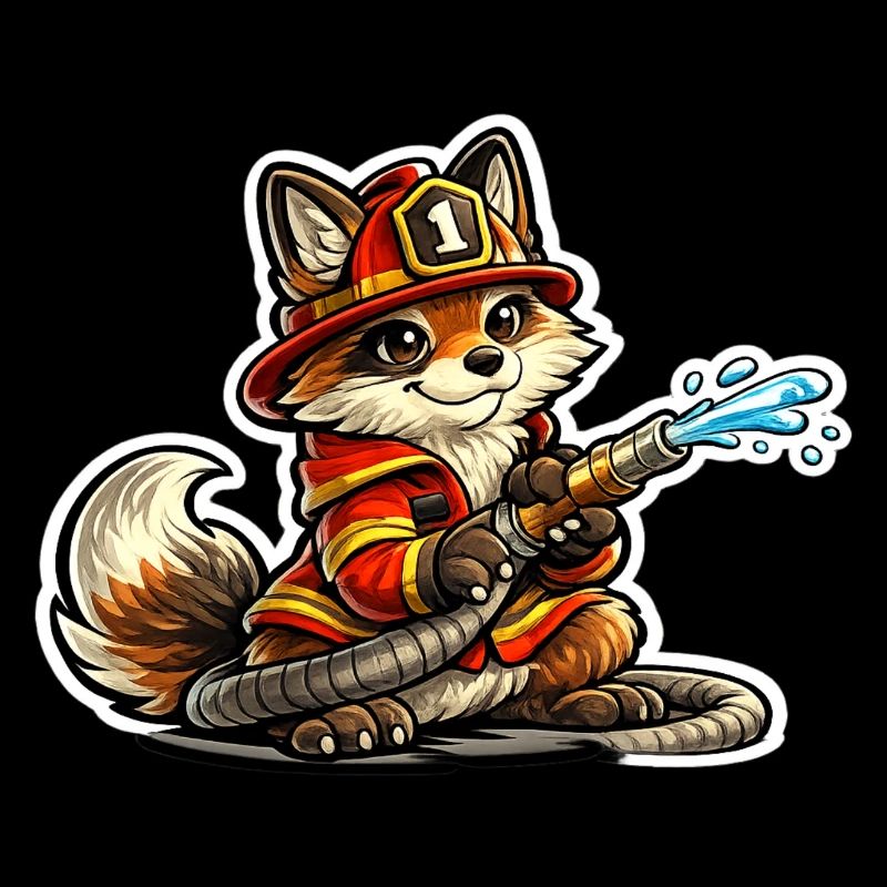 Fuchs Feuerwehrheld im Einsatz