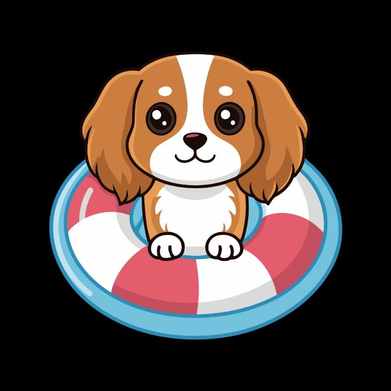 Chiot adorable en bouée piscine