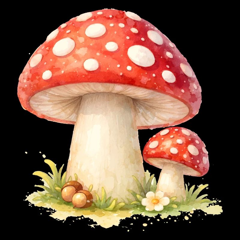 Toadstool Illustration Red Mushroom Nature Motif