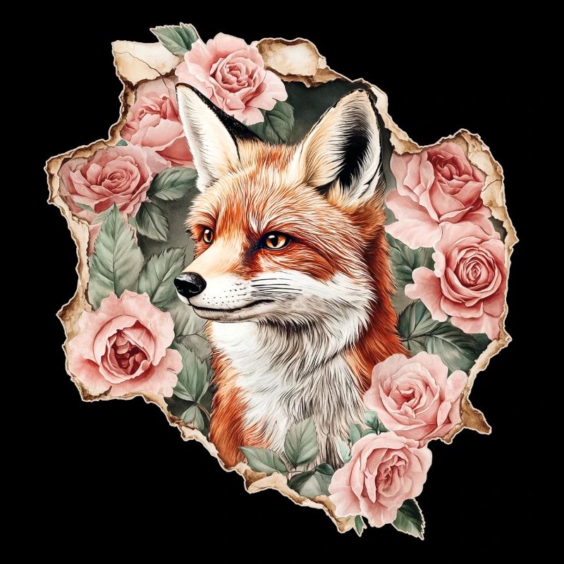 Fuchs mit Rosen