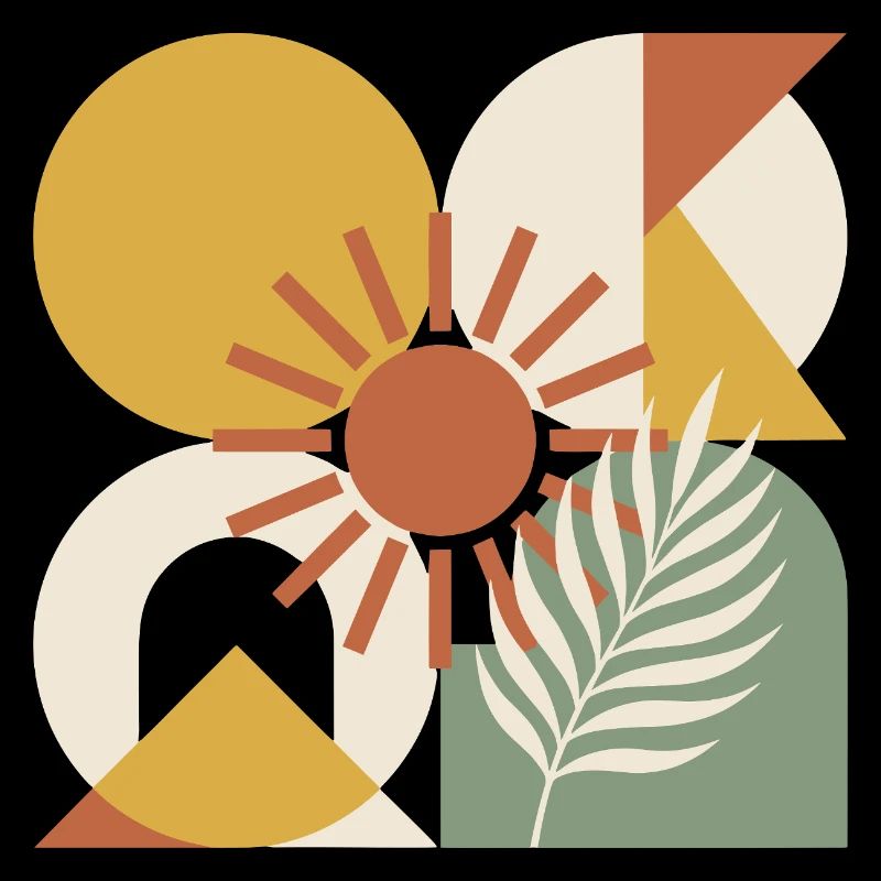 Boho Abstract Geometric Botanical Sunburst