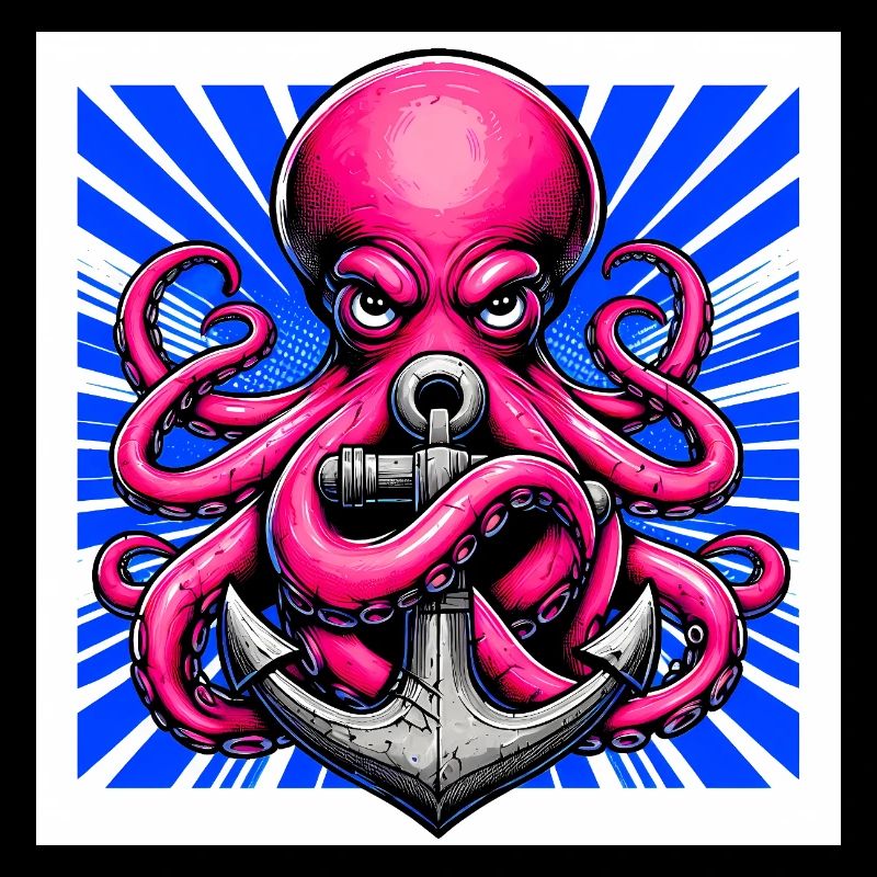 Oktopus umarmt einen Anker