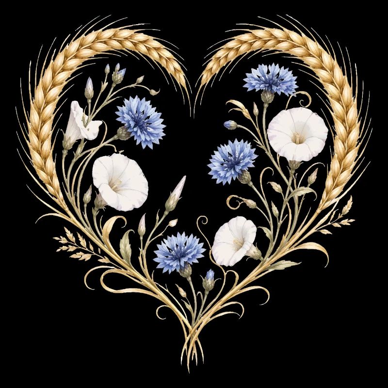 Cœur de blé, bleuet, fleurs, fleurs de la nature,