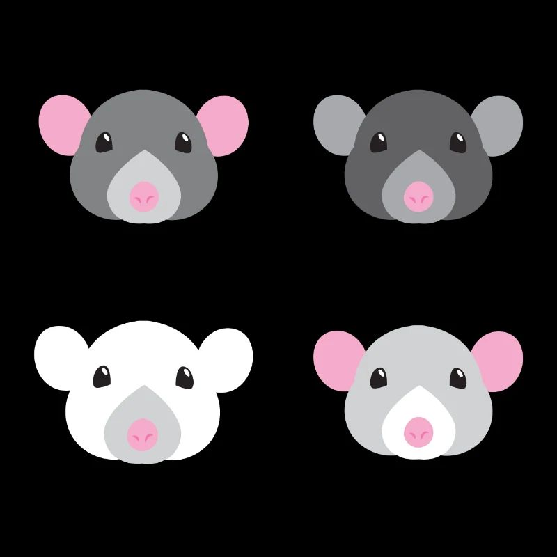 vier Mäuse Rattengesichter