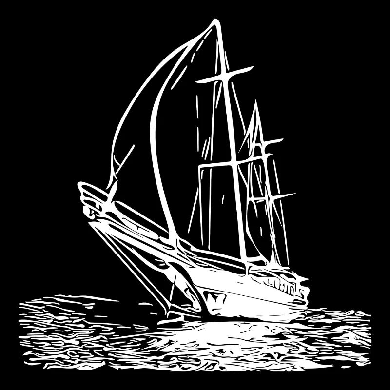 Sleek sailing ship with sails