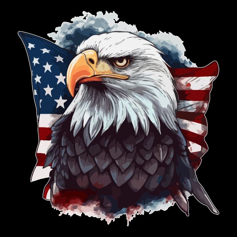 American bald eagle with USA flag