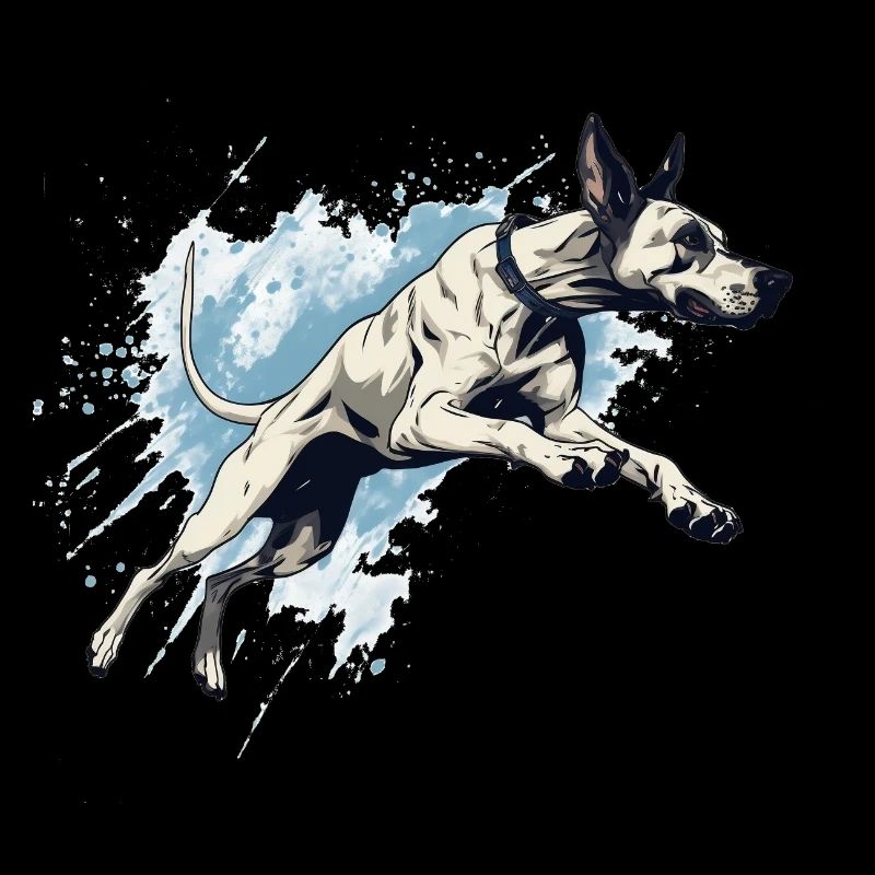 Great-dane Dock-Diving into Water
