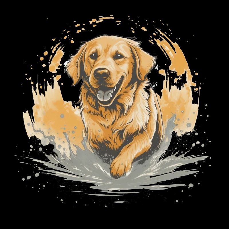 Golden-retriever Dock-Diving into Water