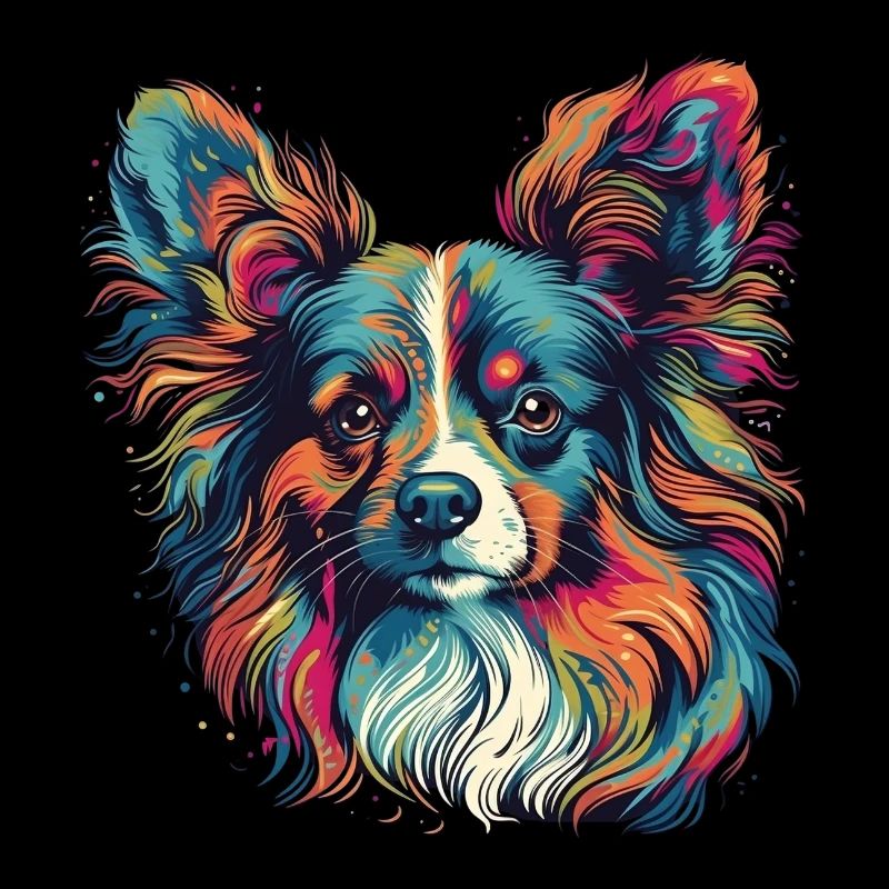 Chien Papillon coloré