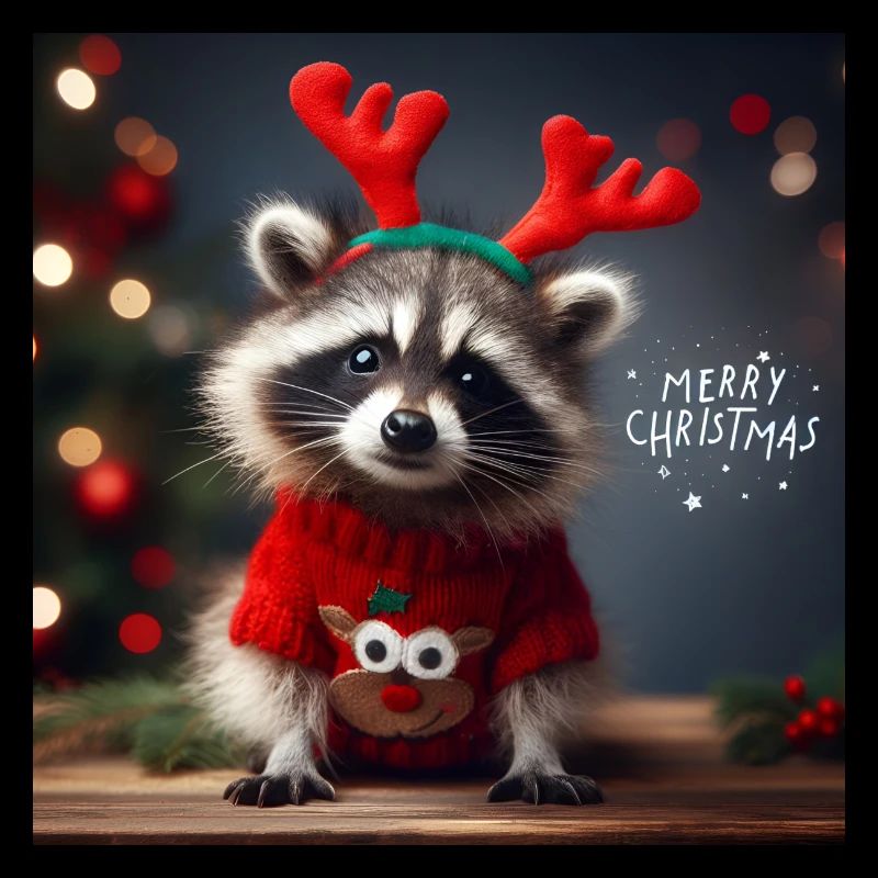 Raton laveur dans un pull de Noël