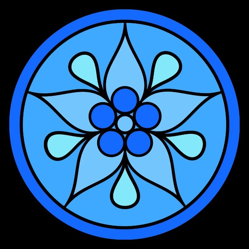 Rosace florale tribale dans les tons de bleu