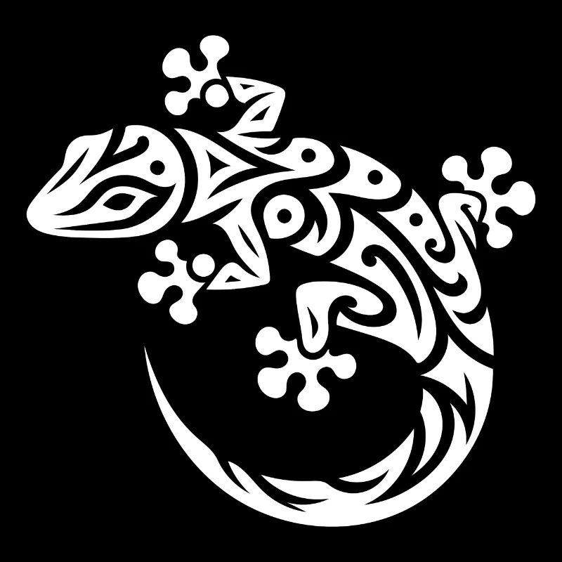Gecko mignon dans le style de tatouage tribal