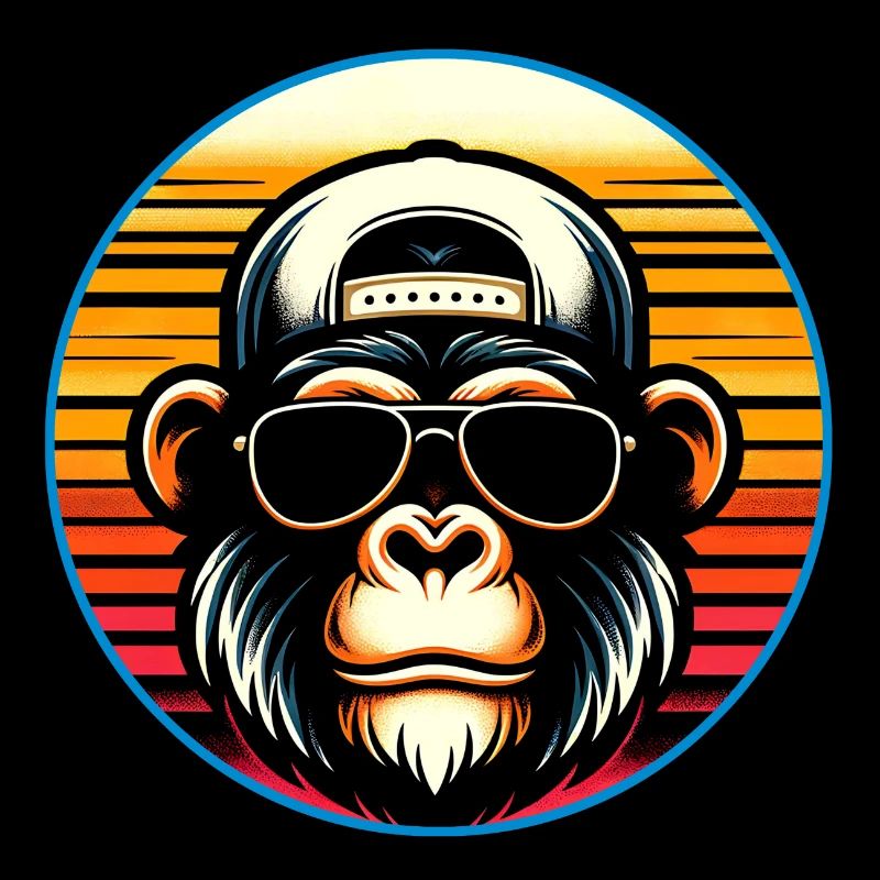 Cooler Schimpanse mit Sonnenbrille und Basecap