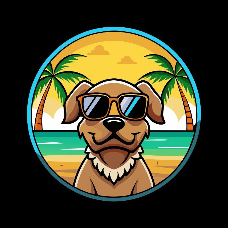 Pudelpointer Hunderasse Cartoon Sonnenbrille Strand