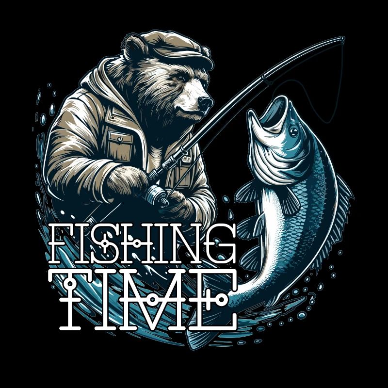 Temps de pêche ours pêche pêcheur poisson cadeau