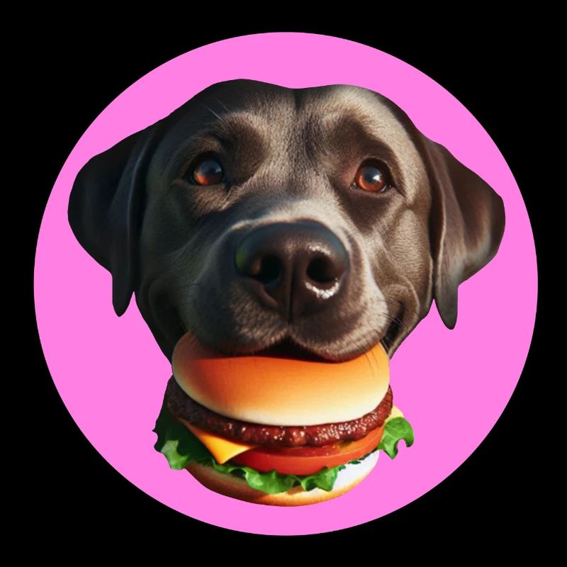Labrador frisst Hamburger