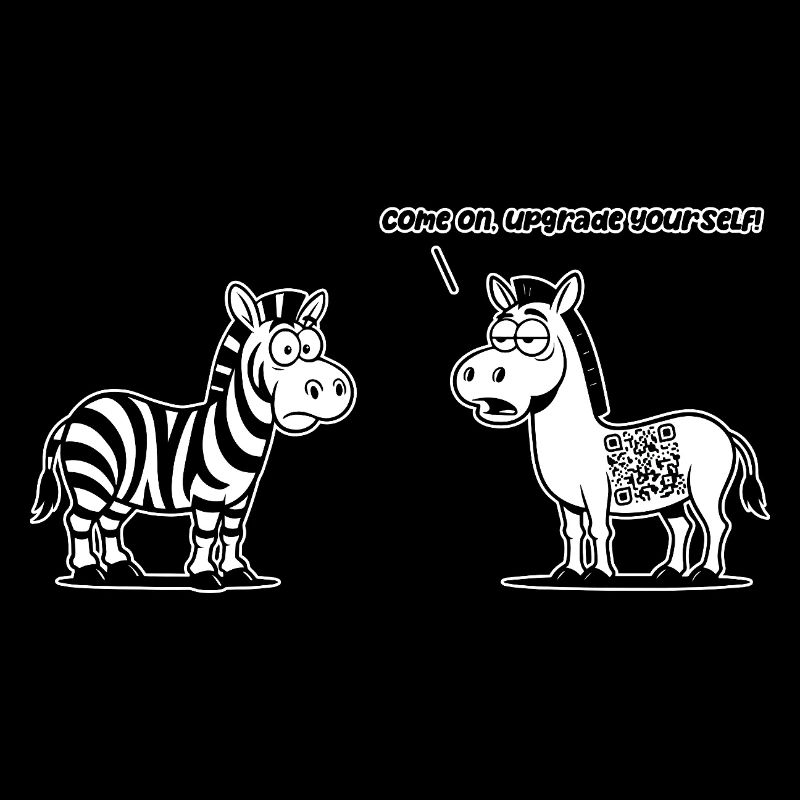 Lustiges Zebra mit QR-Code-Upgrade