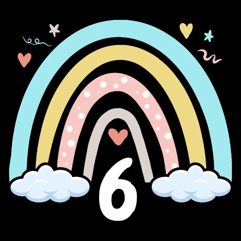 6. Geburtstag Mädchen Regenbogen Boho