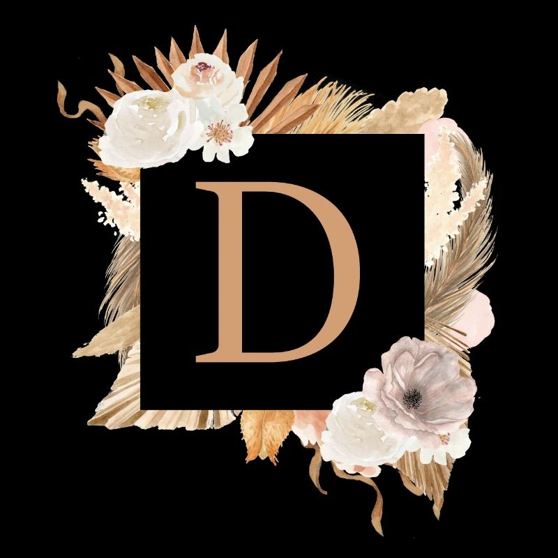 Personalisierbar Monogramm D Boho Palmen Blumen