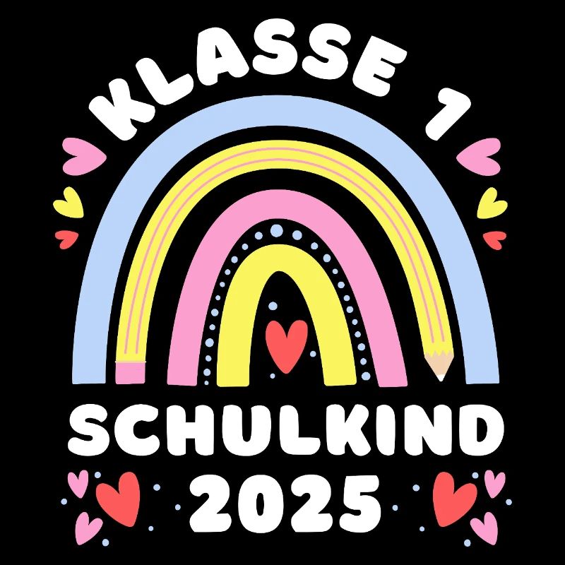 Schulkind 2025 - Klasse 1 - Regenbogen mit Stift