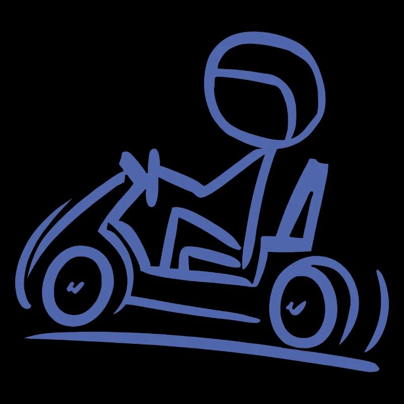 Go-Kart Silhouette Stick Figure Line Drawing