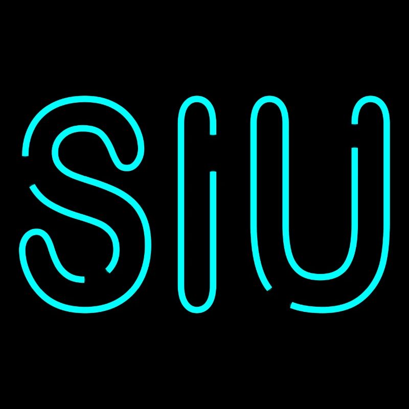 Jugendwort - Siu - dünne Neonschrift in hell blau