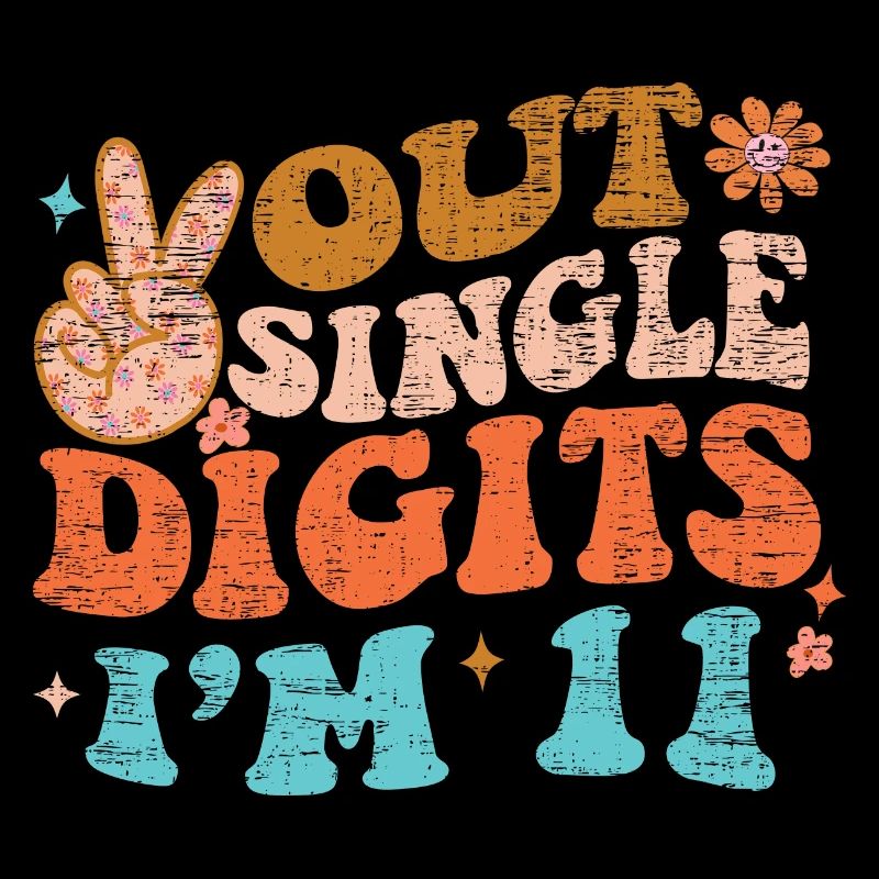 Groovy Peace Out Single Digits I’m 11 Birthday