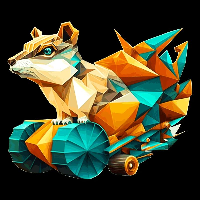 3D Bausatz Streifenhörnchen mit Rädern als Polygon