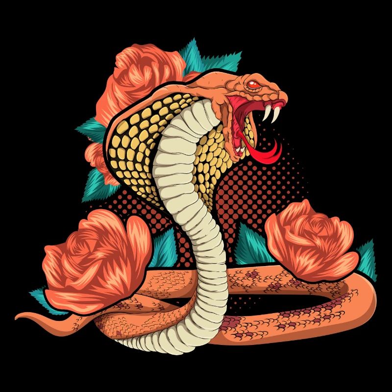 Predator Snake Vintage Roses Gift Cobra