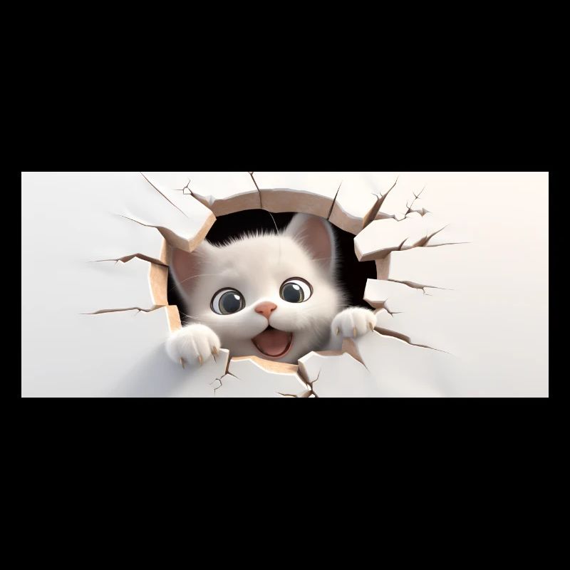 Petit chat 3D dans un trou