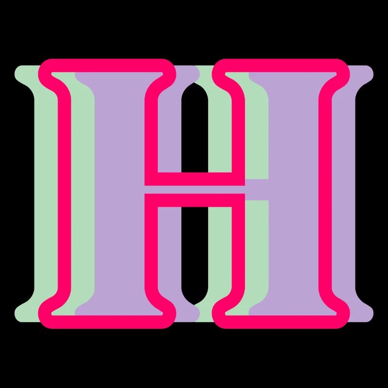 Multi-coloured letter h