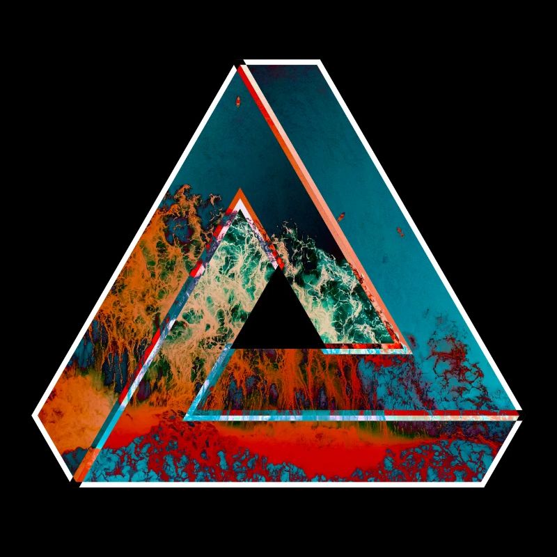 Penrose triangle optical illusion colored patterned