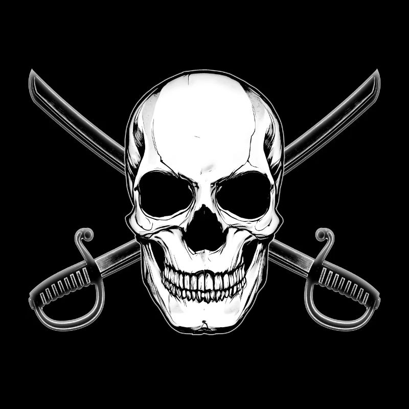 Crâne de drapeau pirate avec épées