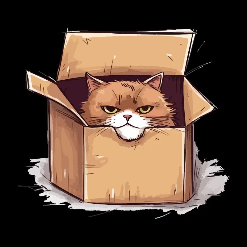 Cat grumpy grumpy grumpy sits in the box