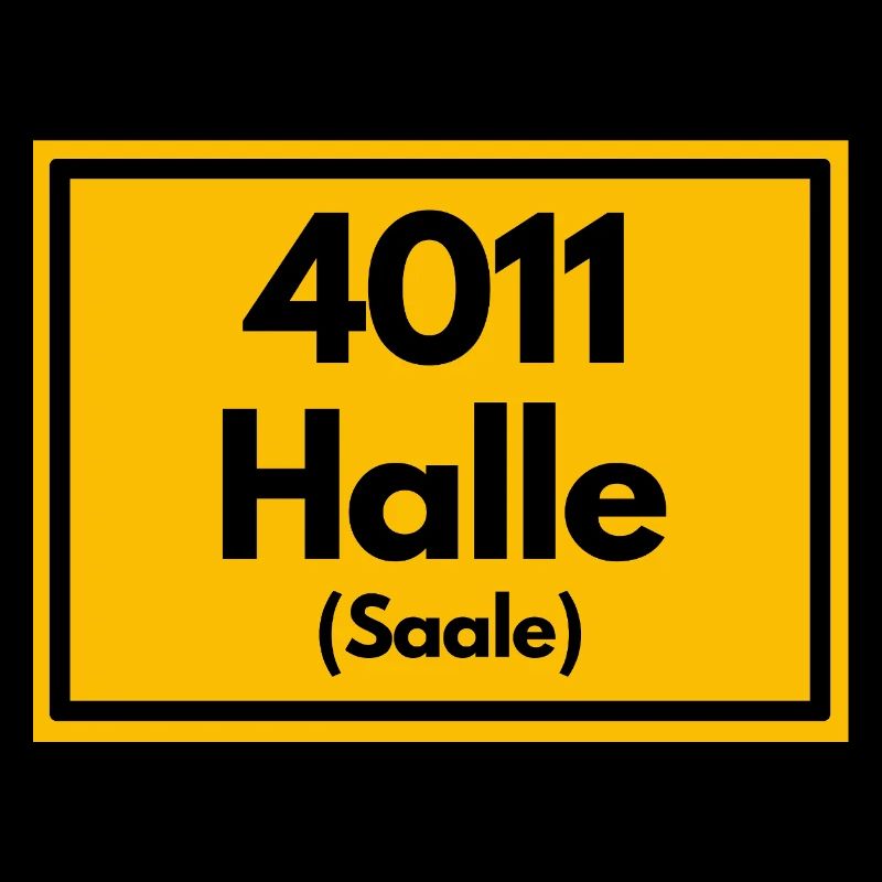 Place sign - then retro old zip code 4011 HALLE