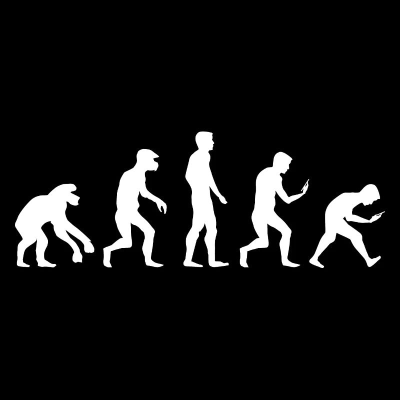 funny evolution smartphone mobile phone addiction logo