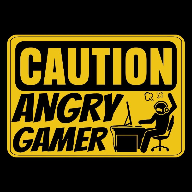 Caution Angry Gamer Video Game Player PC Console G