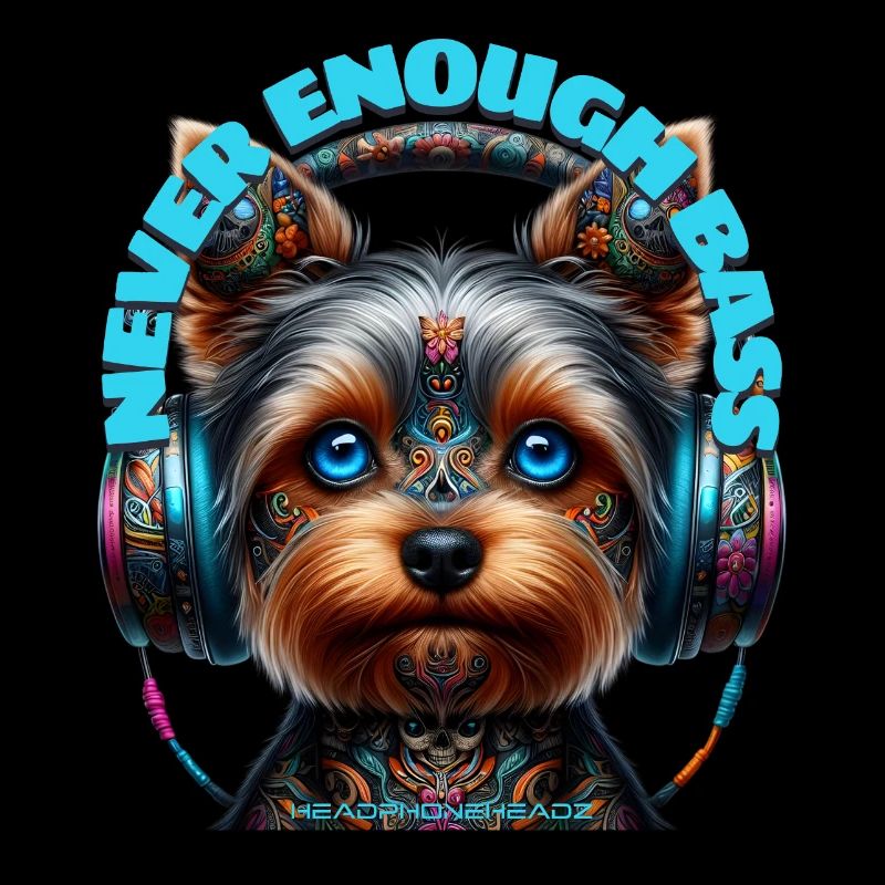 NEVER ENOUGH BASS - Cute Terrier with Headphones!