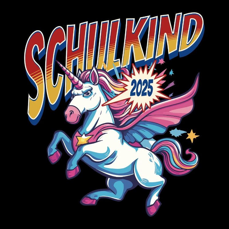 Schulkind 2025 Einhorn Superheld Einschulung