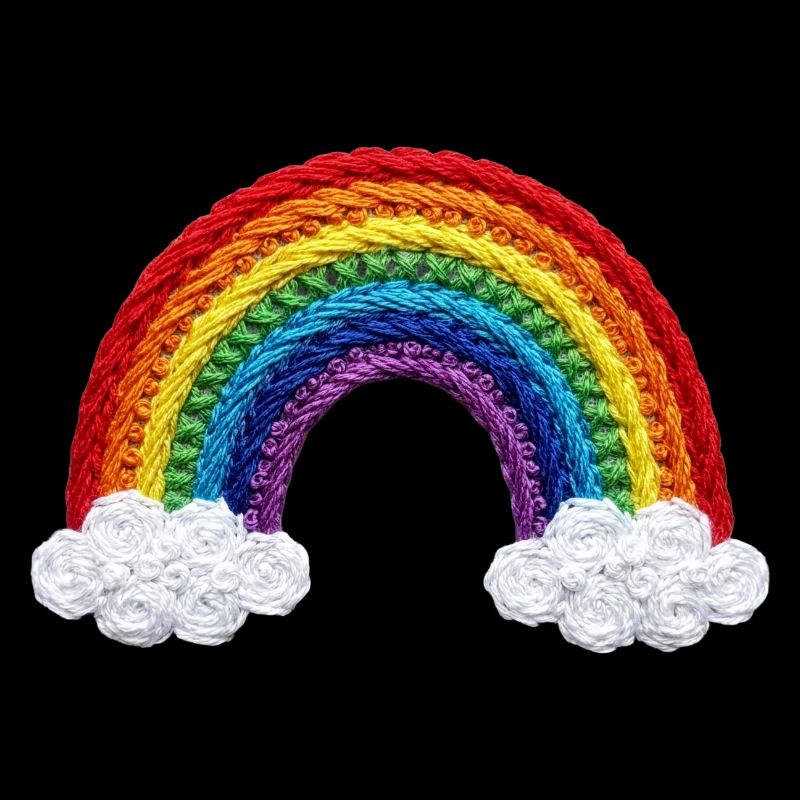 Arc-en-ciel dans un aspect brodé (imprimé)
