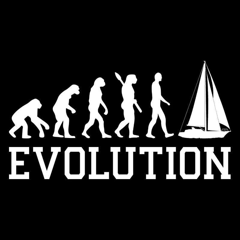 Evolution Graphic Sailboat Captain Sailing Sea Boa