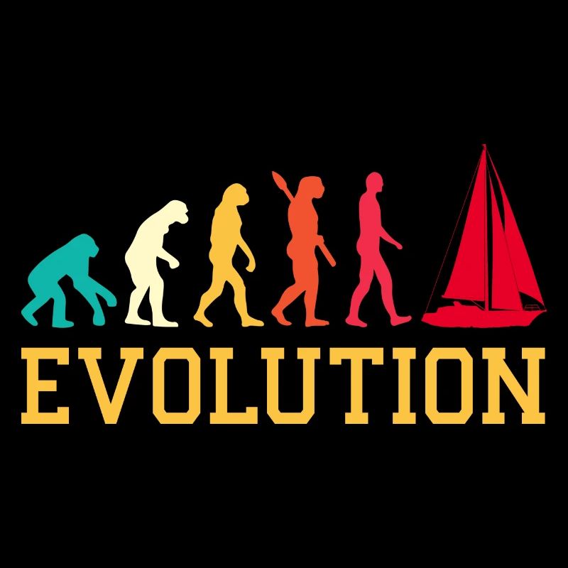 Evolution Graphic Sailboat Captain Sailing Sea Boa