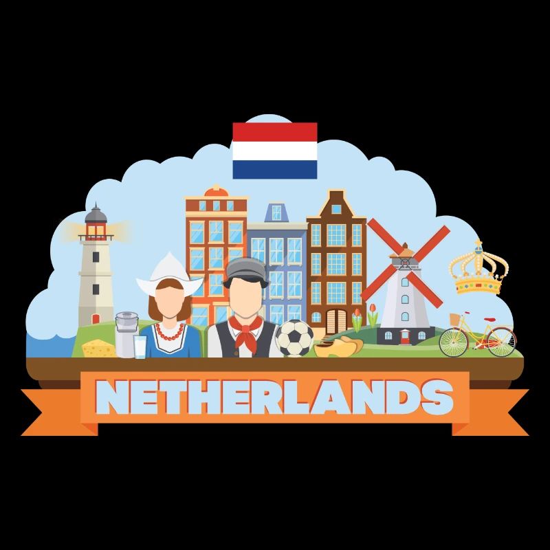 Netherlands travel flat composition