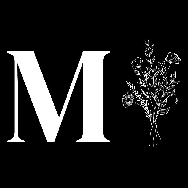 Lette m fleurs minimalistes